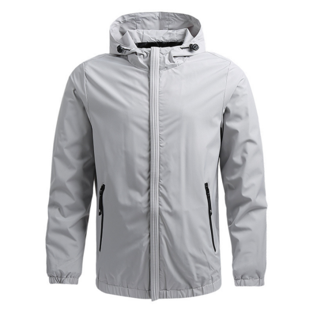 NOUVEAU RICHE Herren Outdoor Regenjacke – Leichte Kapuzenjacke mit Windschutz Grau
