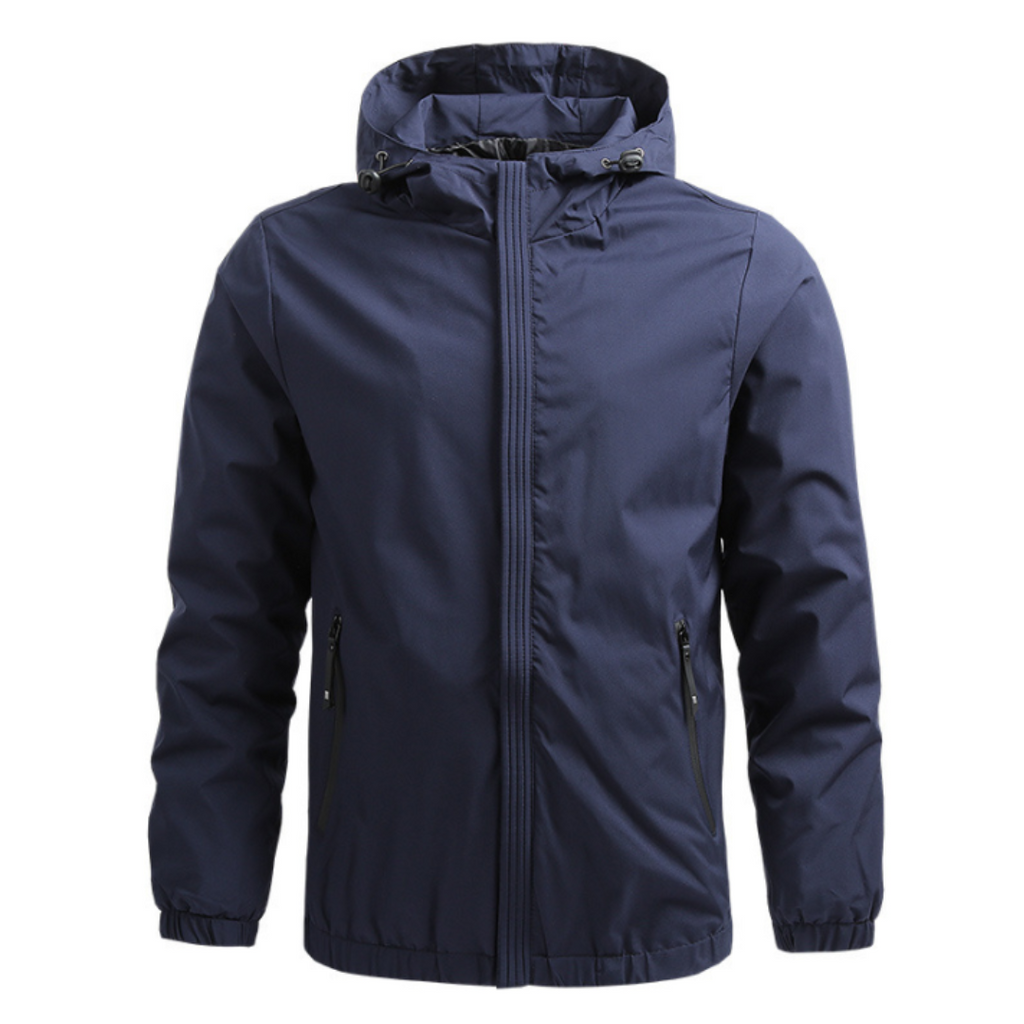 NOUVEAU RICHE Herren Outdoor Regenjacke – Leichte Kapuzenjacke mit Windschutz Blau