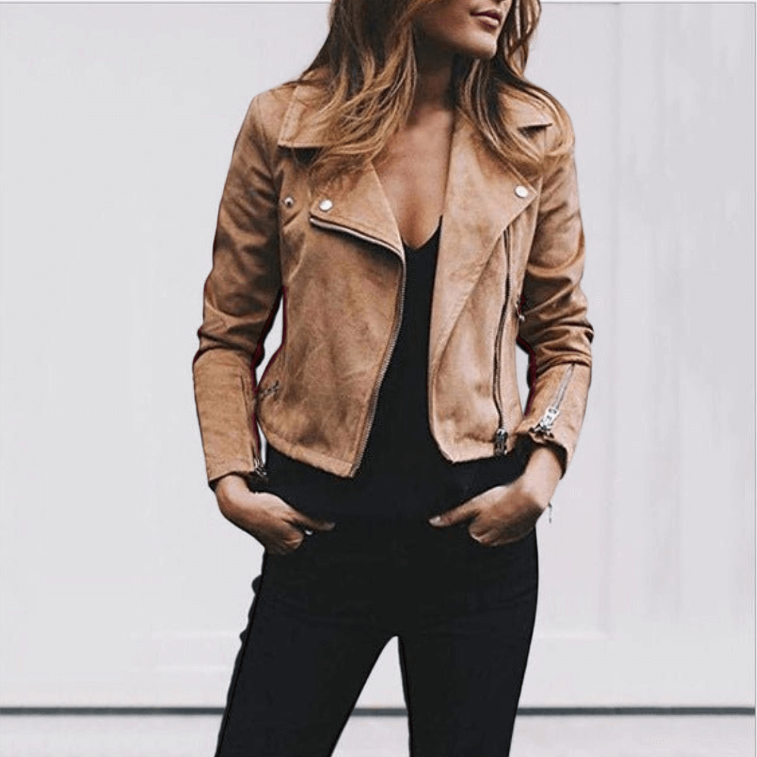 NOUVEAU RICHE Damen Freizeitjacke Kurze Warme Alltagsjacke Stilvoll Khaki