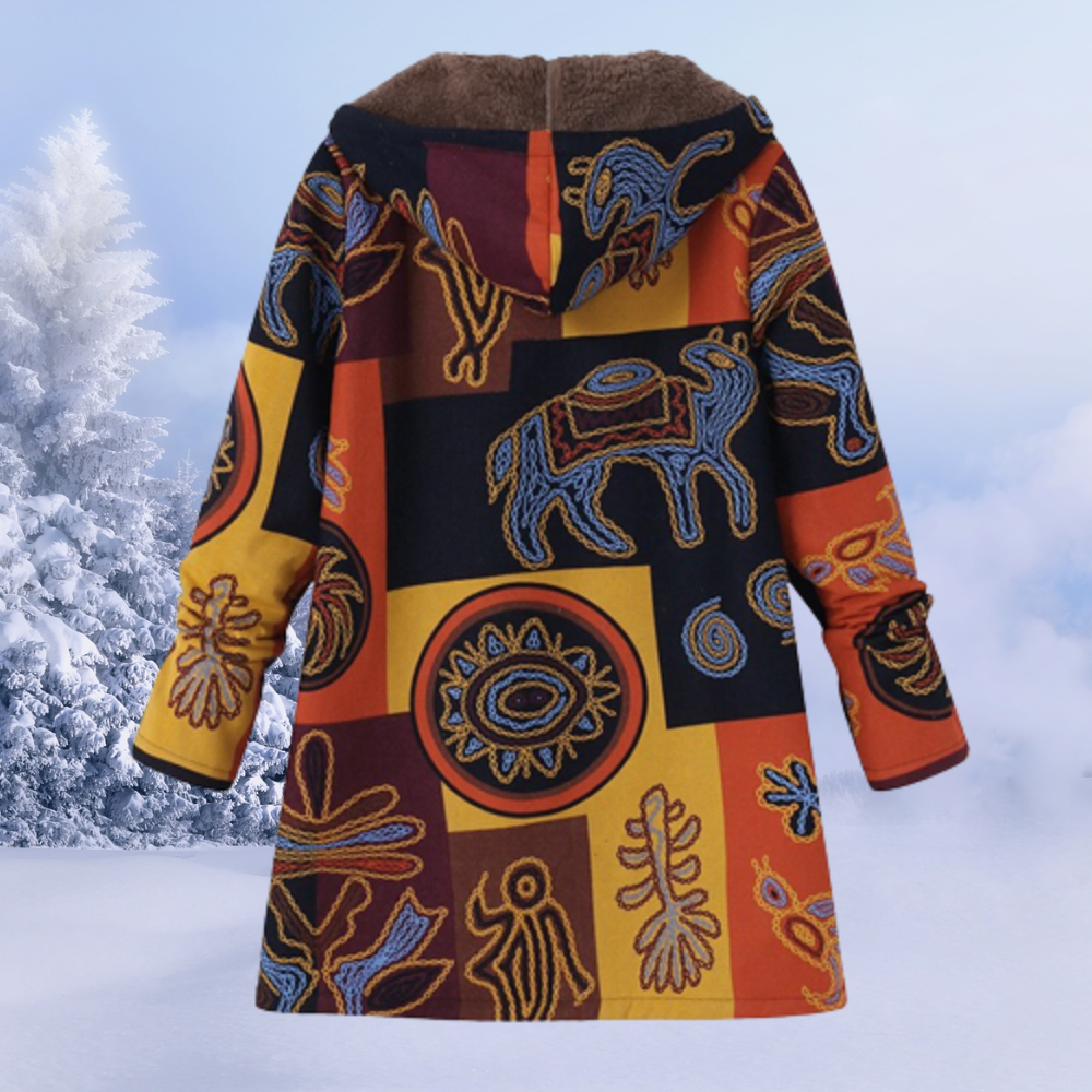 NOUVEAU RICHE Flōre | Damen Jacke - Gemütliche Kapuzenjacke, Bequem & Modern für den Winter Orange