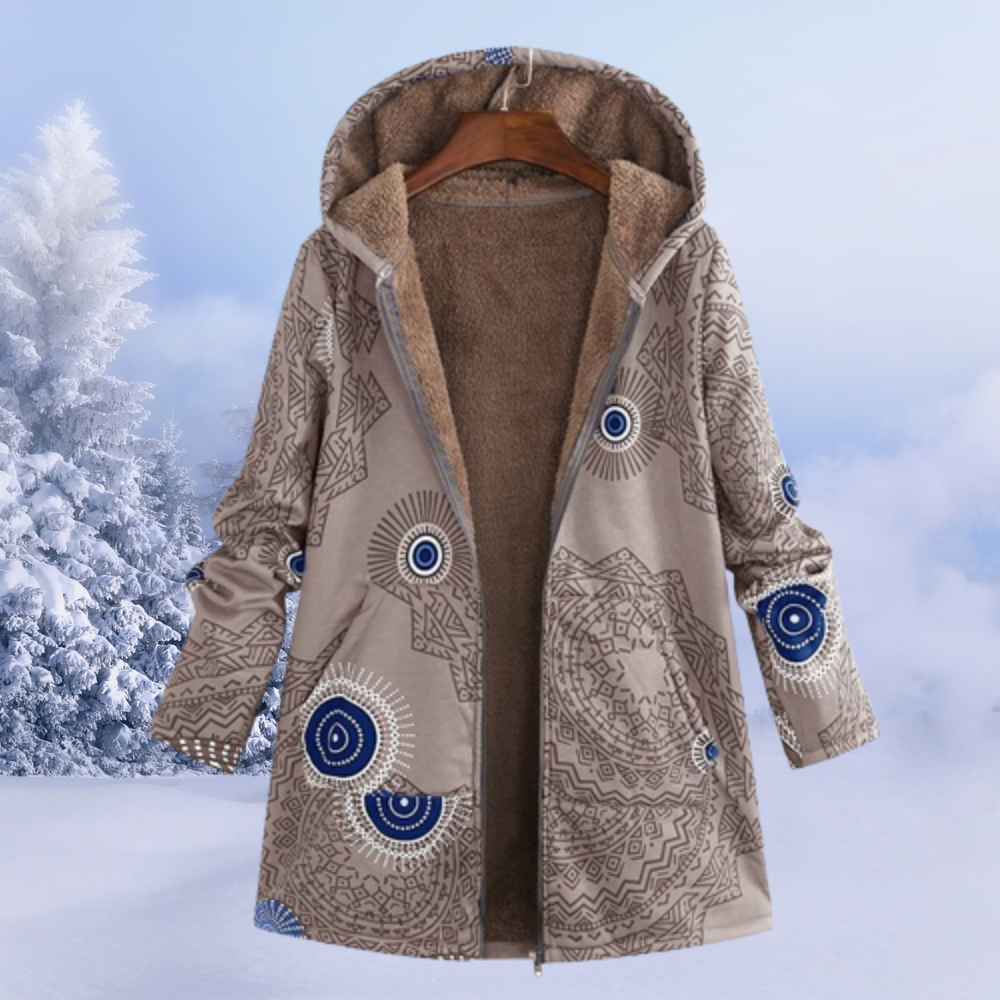 NOUVEAU RICHE Flōre | Damen Jacke - Gemütliche Kapuzenjacke, Bequem & Modern für den Winter Khaki