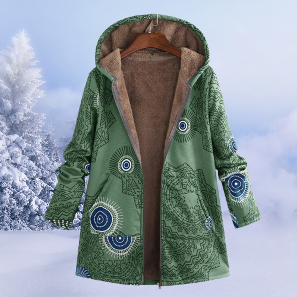NOUVEAU RICHE Flōre | Damen Jacke - Gemütliche Kapuzenjacke, Bequem & Modern für den Winter Grün