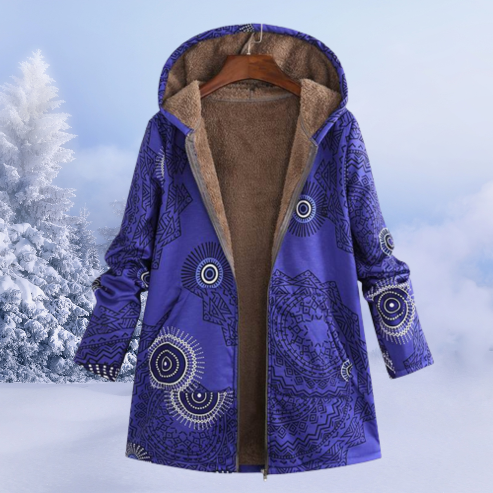 NOUVEAU RICHE Flōre | Damen Jacke - Gemütliche Kapuzenjacke, Bequem & Modern für den Winter Blau