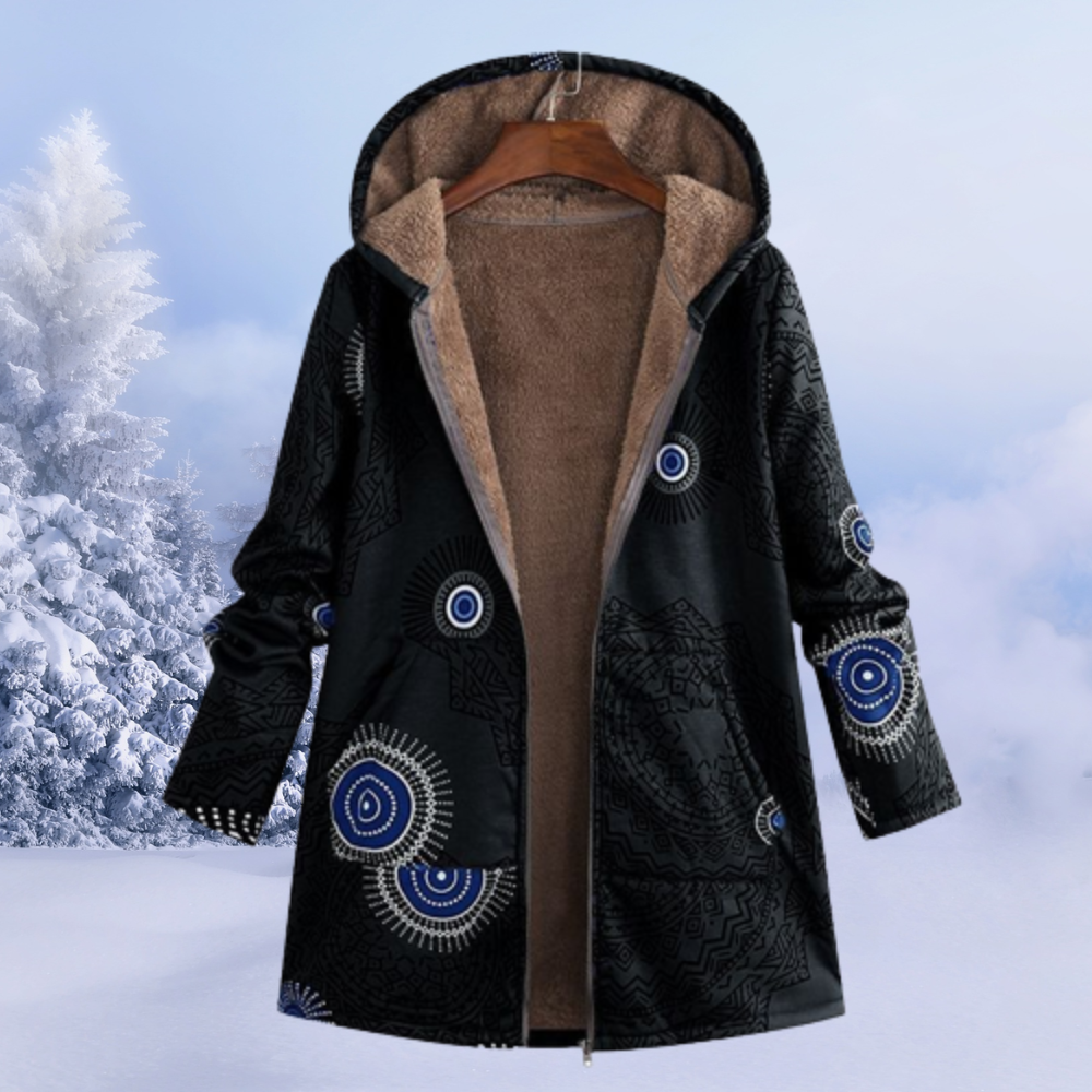 NOUVEAU RICHE Flōre | Damen Jacke - Gemütliche Kapuzenjacke, Bequem & Modern für den Winter Schwarz