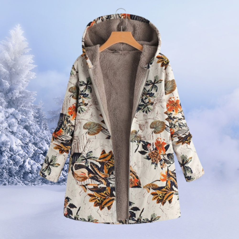 NOUVEAU RICHE Flōre | Damen Jacke - Gemütliche Kapuzenjacke, Bequem & Modern für den Winter Beige