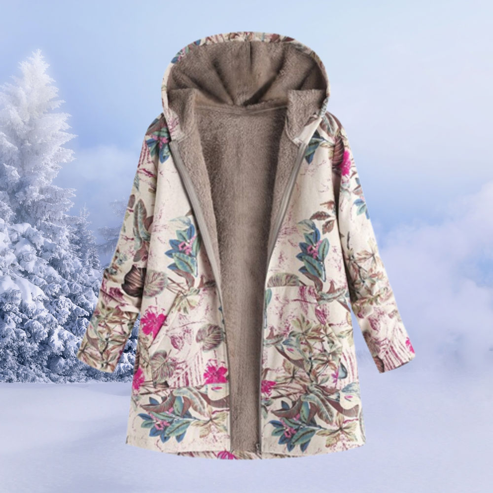 NOUVEAU RICHE Flōre | Damen Jacke - Gemütliche Kapuzenjacke, Bequem & Modern für den Winter Rosa