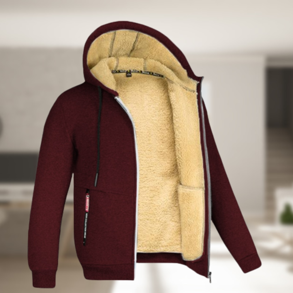 NOUVEAU RICHE Edward | Mode Zip-Hoodie Jacke Rotwein