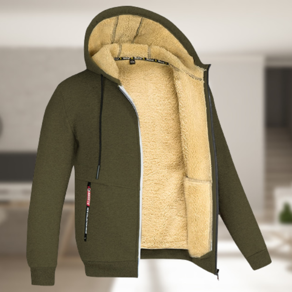 NOUVEAU RICHE Edward | Mode Zip-Hoodie Jacke Olive