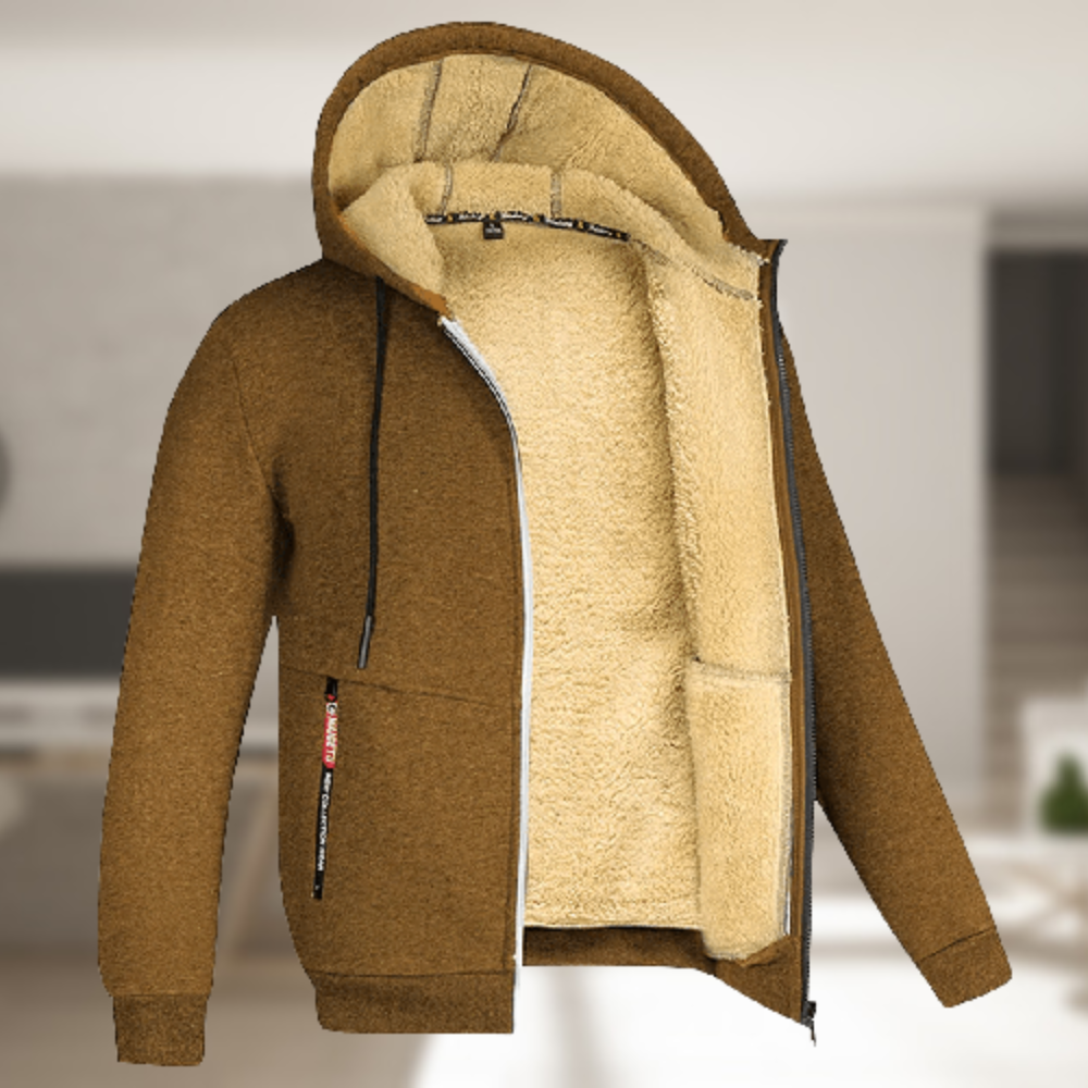 NOUVEAU RICHE Edward | Mode Zip-Hoodie Jacke Braun