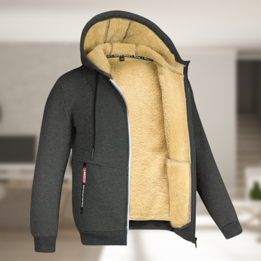 NOUVEAU RICHE Edward | Mode Zip-Hoodie Jacke Dunkelgrau