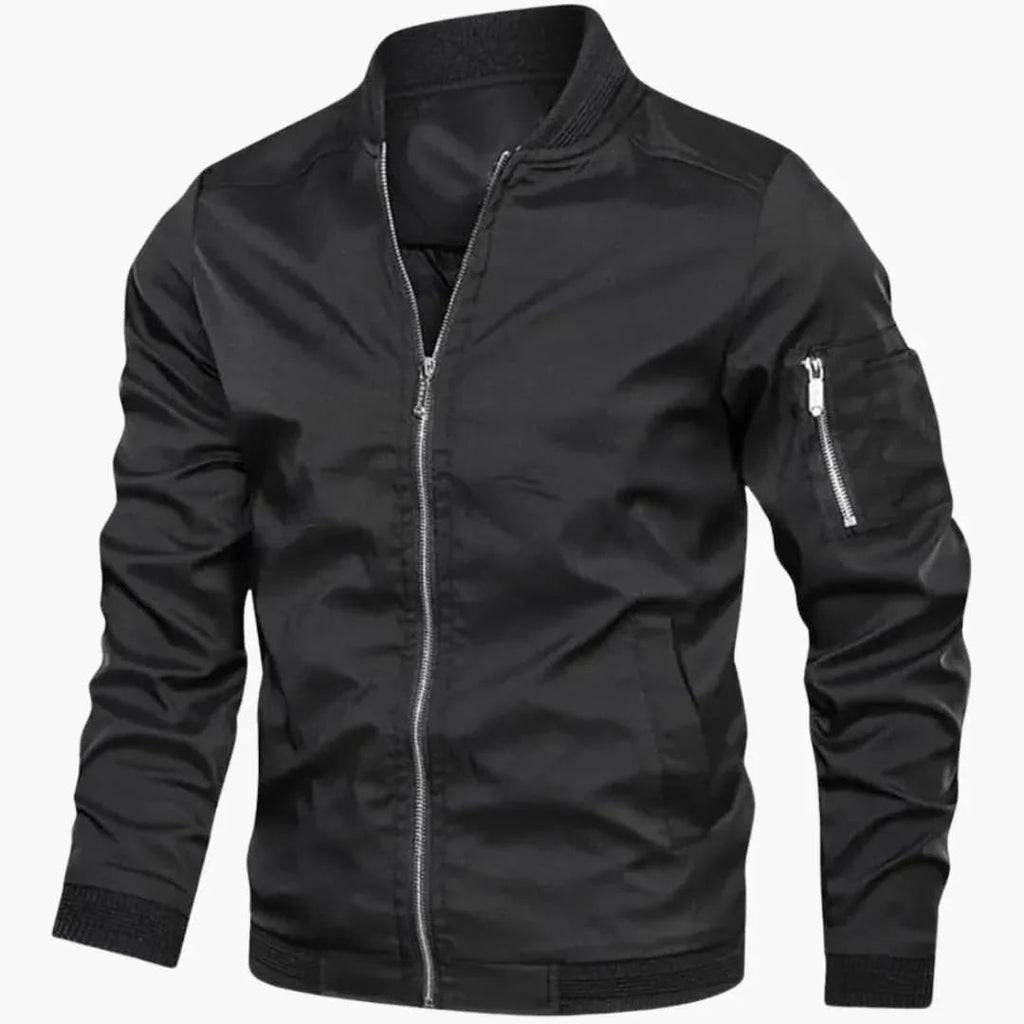 NOUVEAU RICHE Bomberjacke Schlanke Passform Herren Leicht Frühling Herbst Schwarz