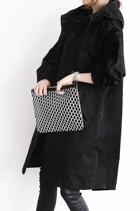 NOUVEAU RICHE Regenmantel Damen Wasserabweisend Oversize Kapuze Kordelzug