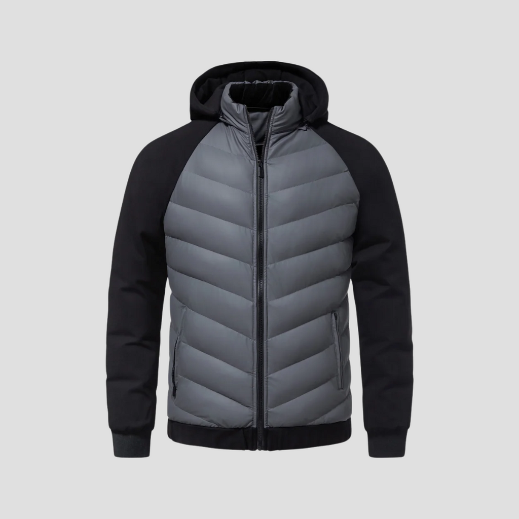 NOUVEAU RICHE Steppjacke Urban Kontrastpaneel Fleece Innenfutter Wärme Grau