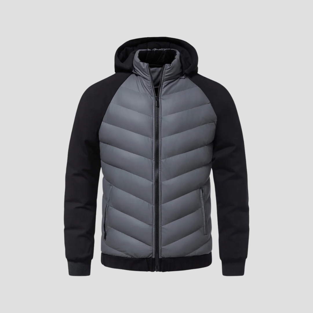 NOUVEAU RICHE Steppjacke Urban Kontrastpaneel Fleece Innenfutter Wärme Grau