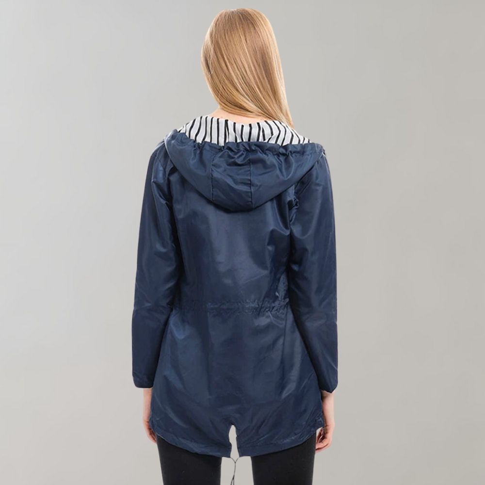 NOUVEAU RICHE Damen Lange Regenjacke Wasserdicht Mit Kapuze Alltagskomfort