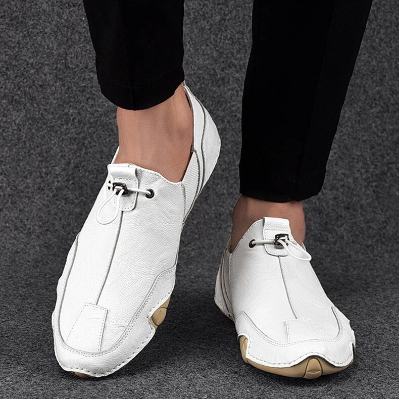 NOUVEAU RICHE Loafer Herren Lederschuhe Echtes Leder Komfort Bequem Weiß