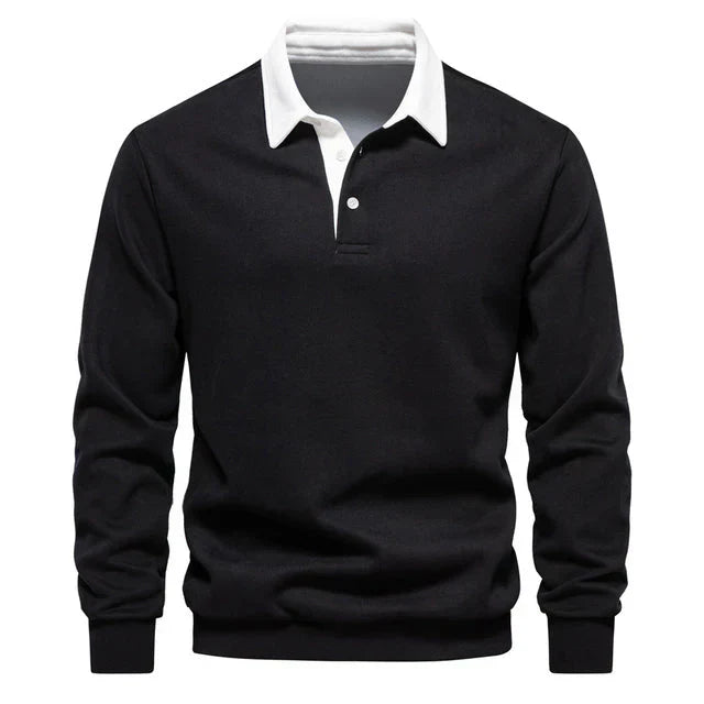 NOUVEAU RICHE Polohemd Herren Hochwertiges Material Bequemer Schnitt Schwarz