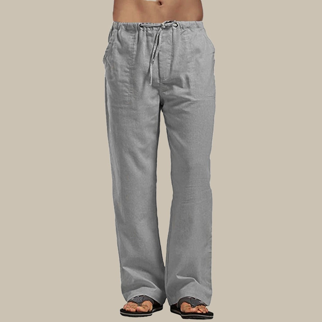 NOUVEAU RICHE Lockere Lange Herrenhose Sommer Leichter Stoff Freizeit Dunkelgrau