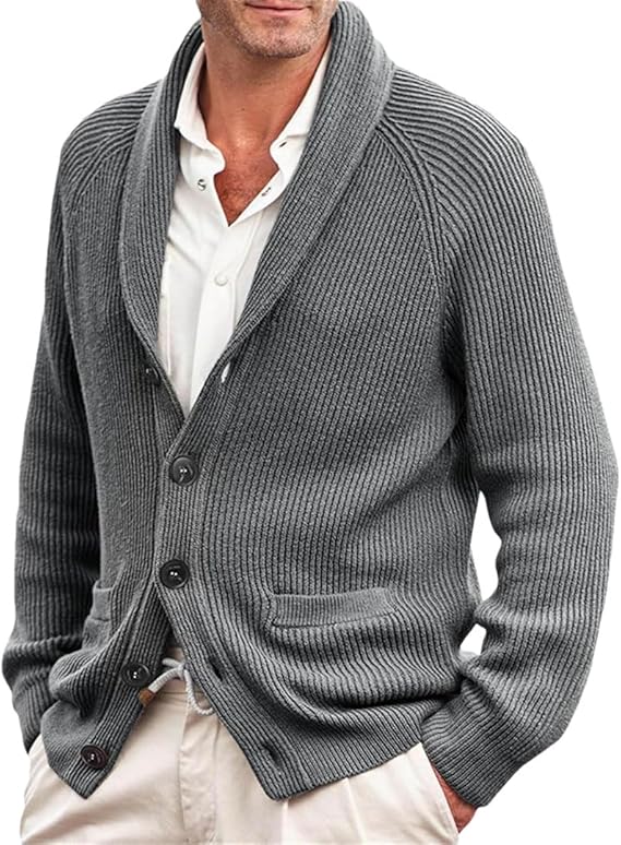NOUVEAU RICHE Vintage Strickjacke Für Herren Mit Knopfleiste Und Komfort