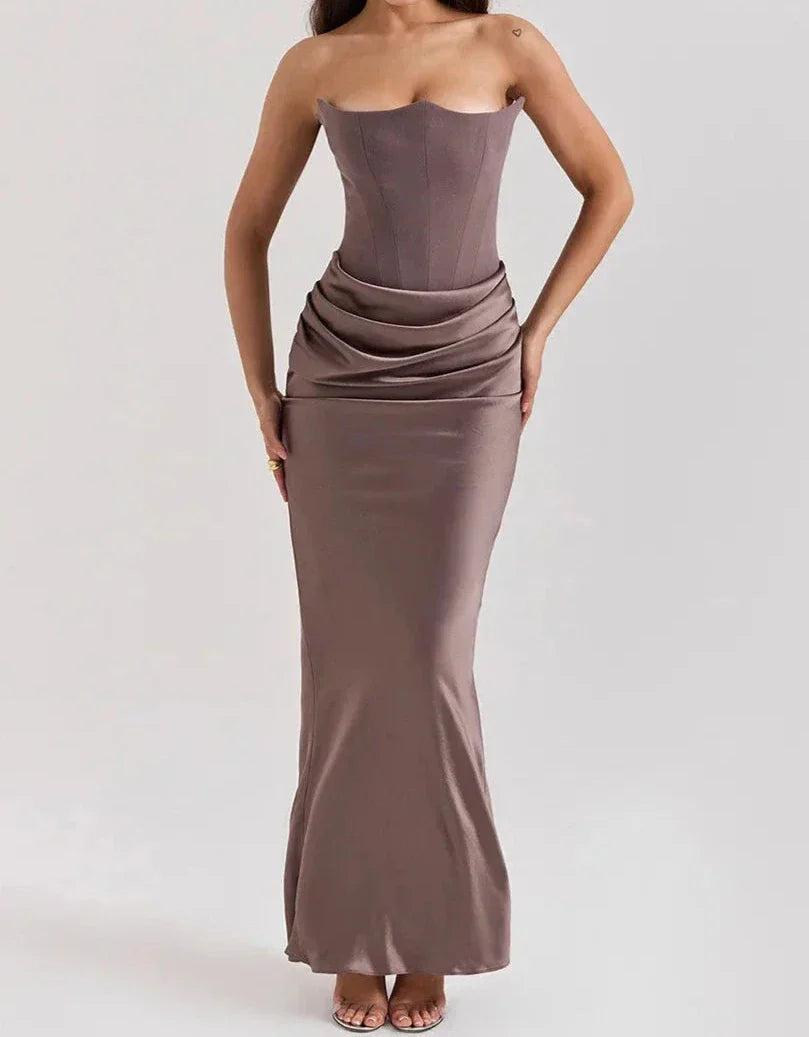 NOUVEAU RICHE Elegantes Trägerloses Maxikleid Für Hochzeiten Und Galas