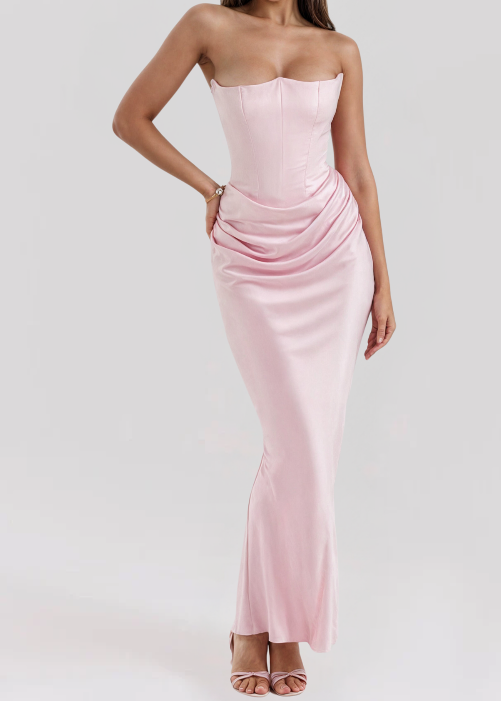NOUVEAU RICHE Elegantes Trägerloses Maxikleid Für Hochzeiten Und Galas