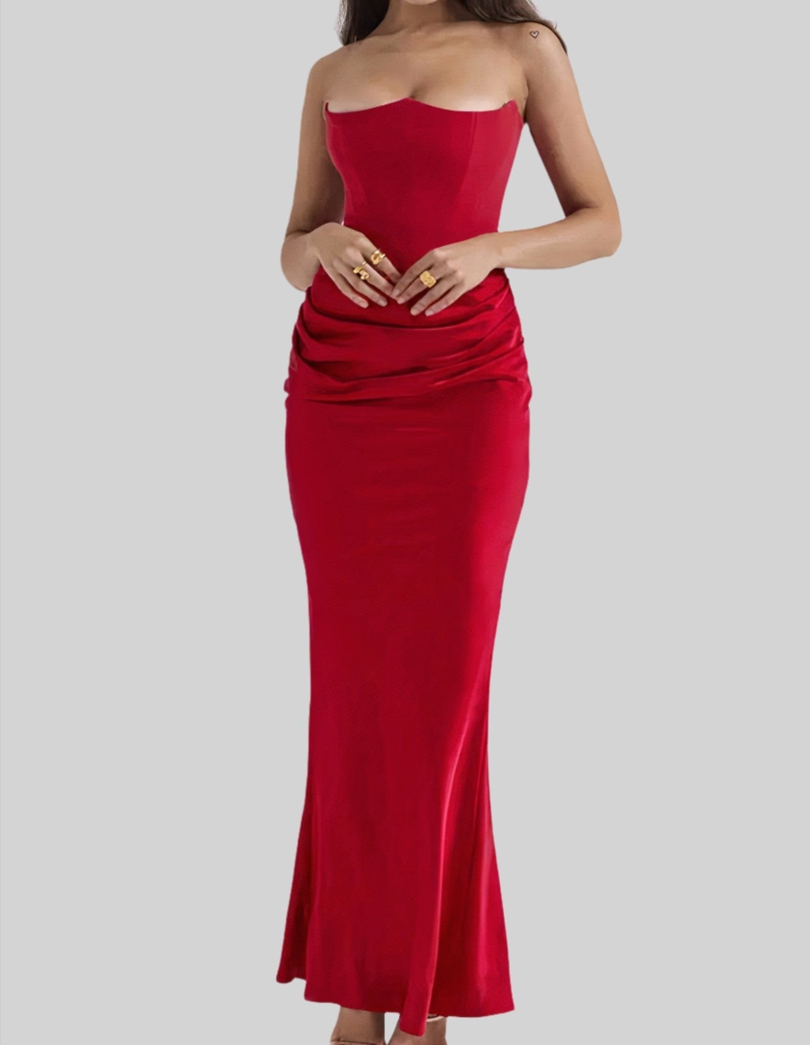 NOUVEAU RICHE Elegantes Trägerloses Maxikleid Für Hochzeiten Und Galas