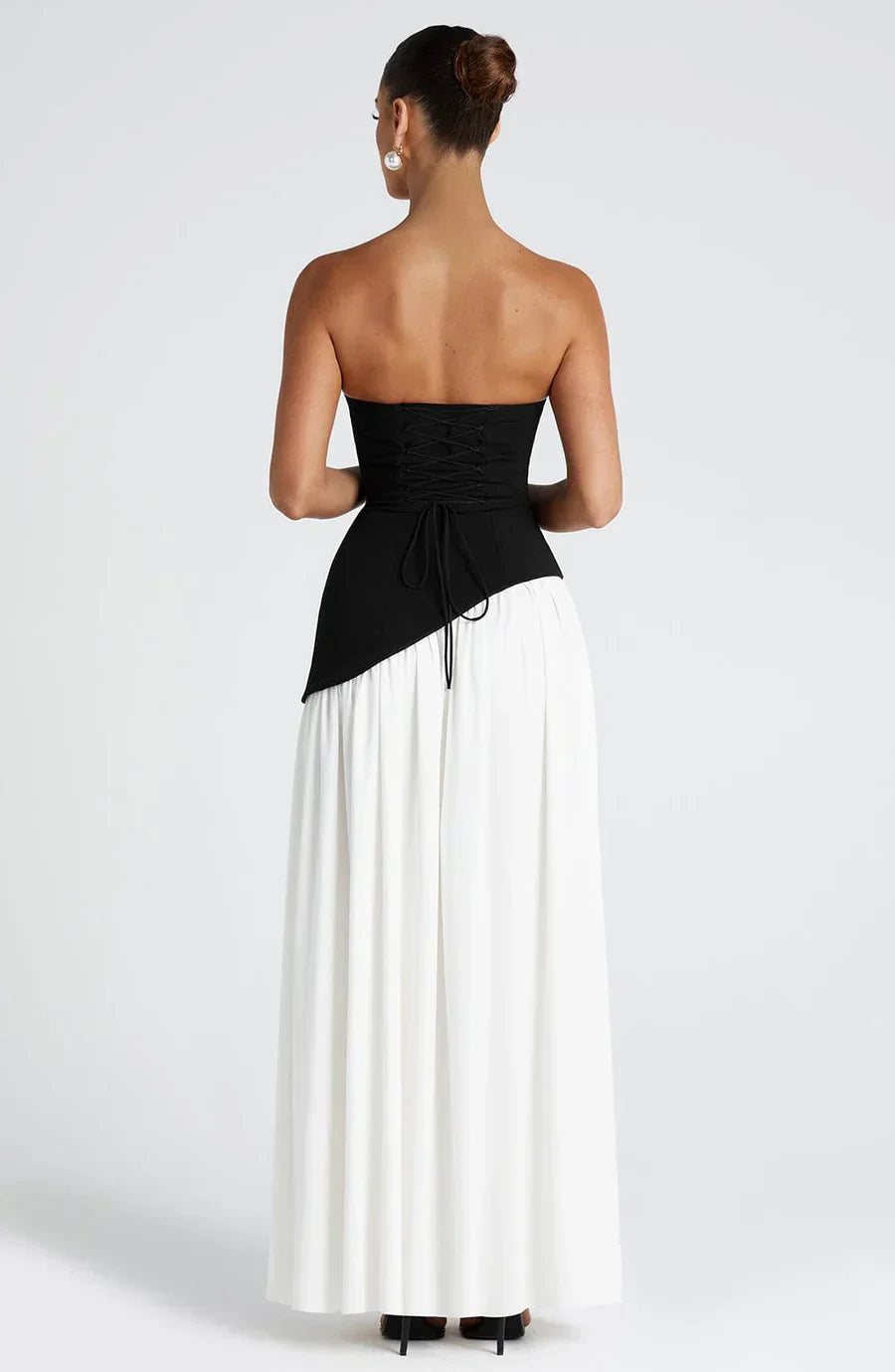 NOUVEAU RICHE Damen Abendkleid – Bicolor & Bustier mit Schal