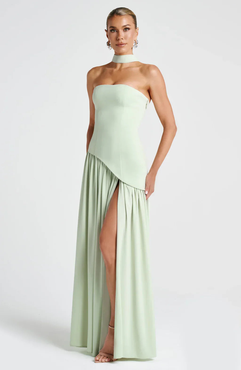 NOUVEAU RICHE Damen Abendkleid – Bicolor & Bustier mit Schal