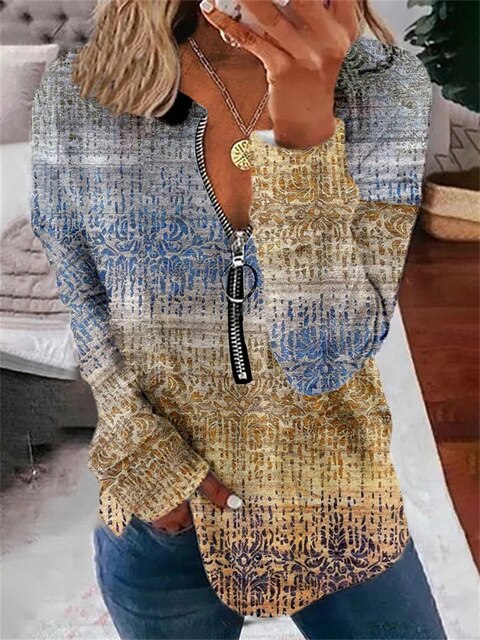 NOUVEAU RICHE Oversize Pullover Vintage Muster Kuschelig Strickstoff Gelb