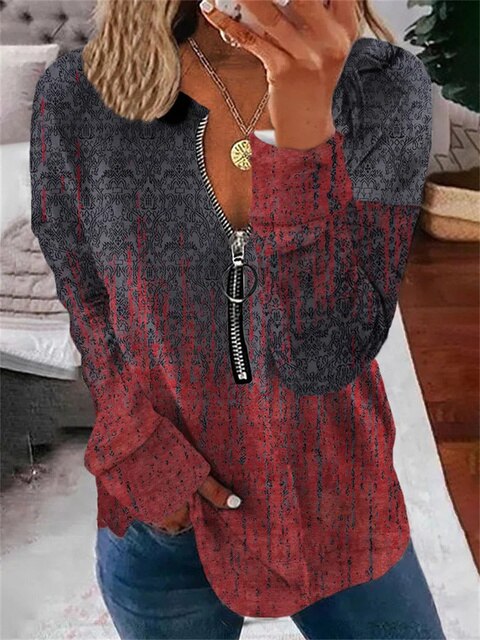 NOUVEAU RICHE Oversize Pullover Vintage Muster Kuschelig Strickstoff Rot