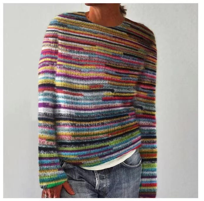 NOUVEAU RICHE Vintage Pullover Kuscheliger Herbststrickpullover Klassisch Mehrfarbiges Modell