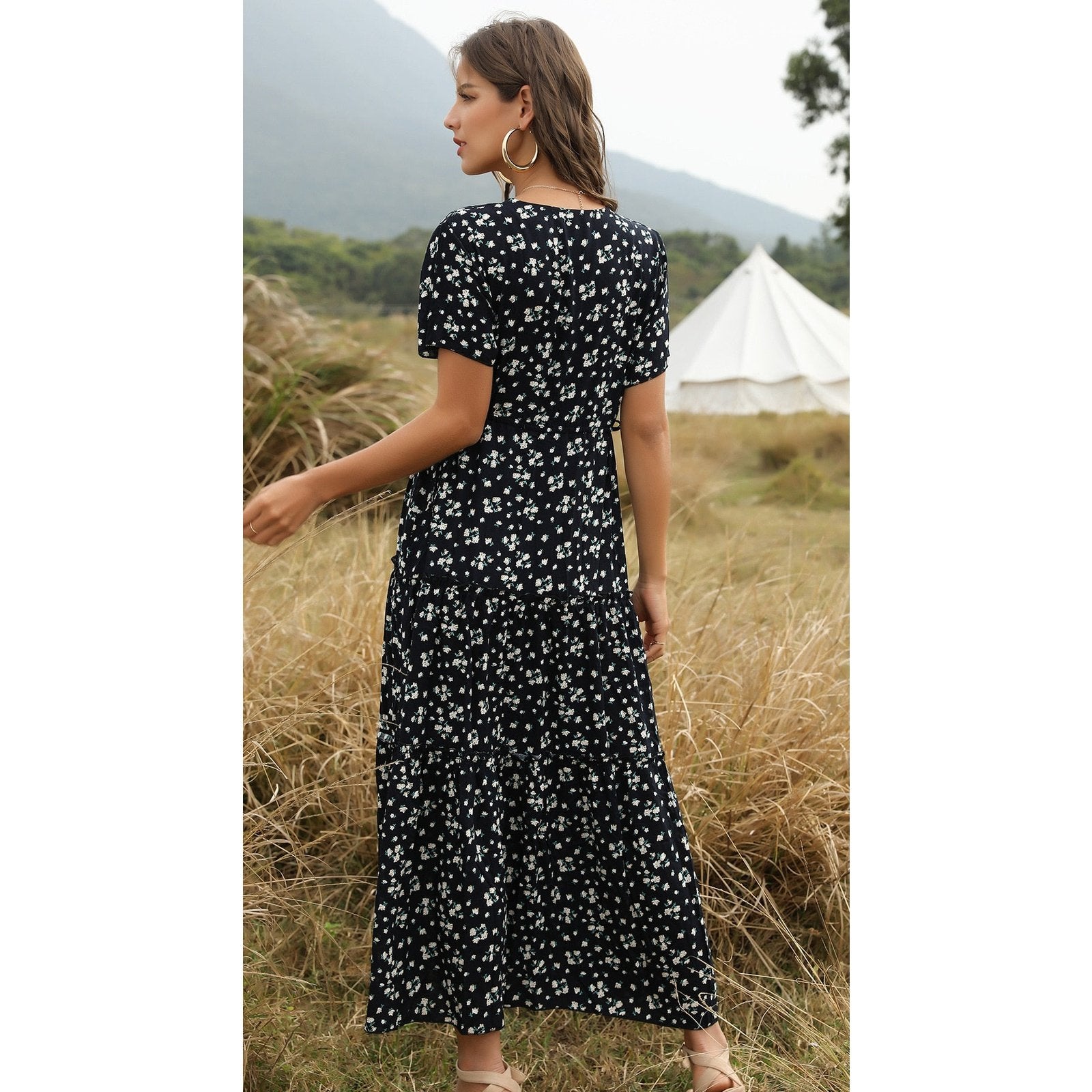 NOUVEAU RICHE Vintage Schwarzes Bohème Kleid Boho Chic Abendlook