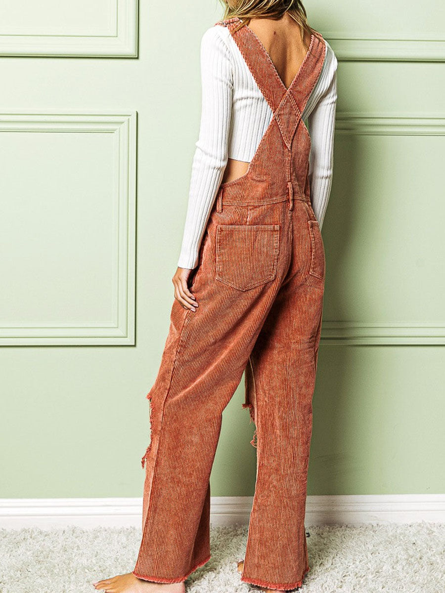 NOUVEAU RICHE Vintage-inspirierter Cord-Overall im Used-Look für Damen mit Entspannter Passform und Retro-Charme aus Weichem Hochwertigem Cordstoff