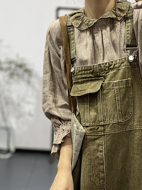 NOUVEAU RICHE Vintage-inspiriertes Cargo-Overallkleid Mit Verstellbaren Schultergurten Und Latztaschen Für Damen In Bequemer Passform Aus Hochwertigem Material