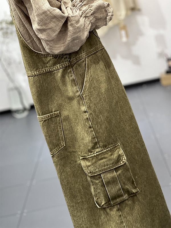 NOUVEAU RICHE Vintage-inspiriertes Cargo-Overallkleid Mit Verstellbaren Schultergurten Und Latztaschen Für Damen In Bequemer Passform Aus Hochwertigem Material