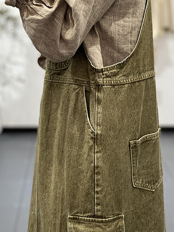 NOUVEAU RICHE Vintage-inspiriertes Cargo-Overallkleid Mit Verstellbaren Schultergurten Und Latztaschen Für Damen In Bequemer Passform Aus Hochwertigem Material