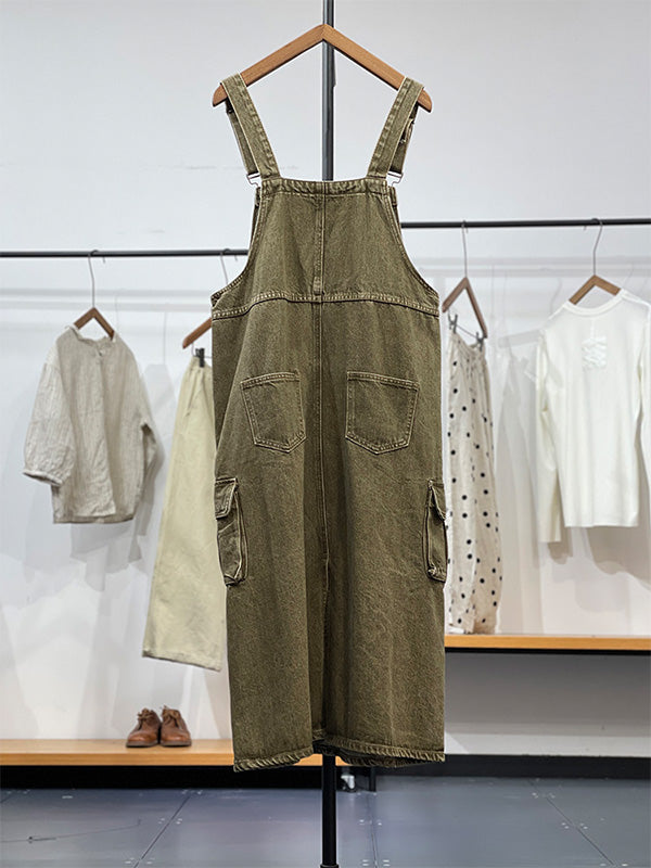 NOUVEAU RICHE Vintage-inspiriertes Cargo-Overallkleid Mit Verstellbaren Schultergurten Und Latztaschen Für Damen In Bequemer Passform Aus Hochwertigem Material