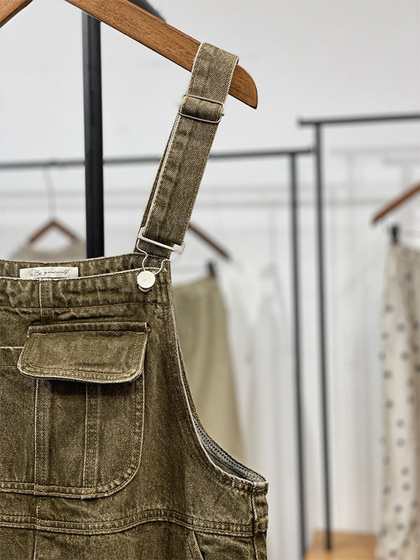 NOUVEAU RICHE Vintage-inspiriertes Cargo-Overallkleid Mit Verstellbaren Schultergurten Und Latztaschen Für Damen In Bequemer Passform Aus Hochwertigem Material