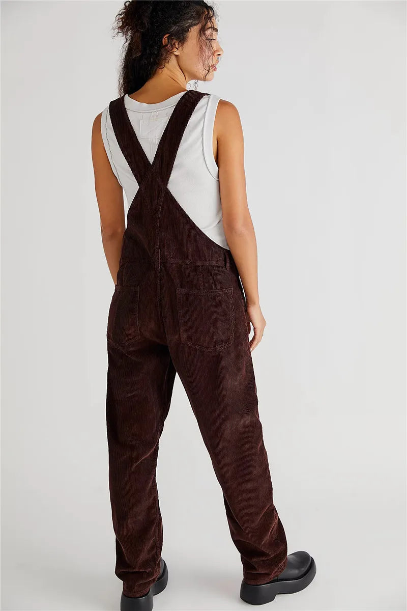NOUVEAU RICHE Vintage Cord Jumpsuit Damen Weicher Komfort Vielseitig