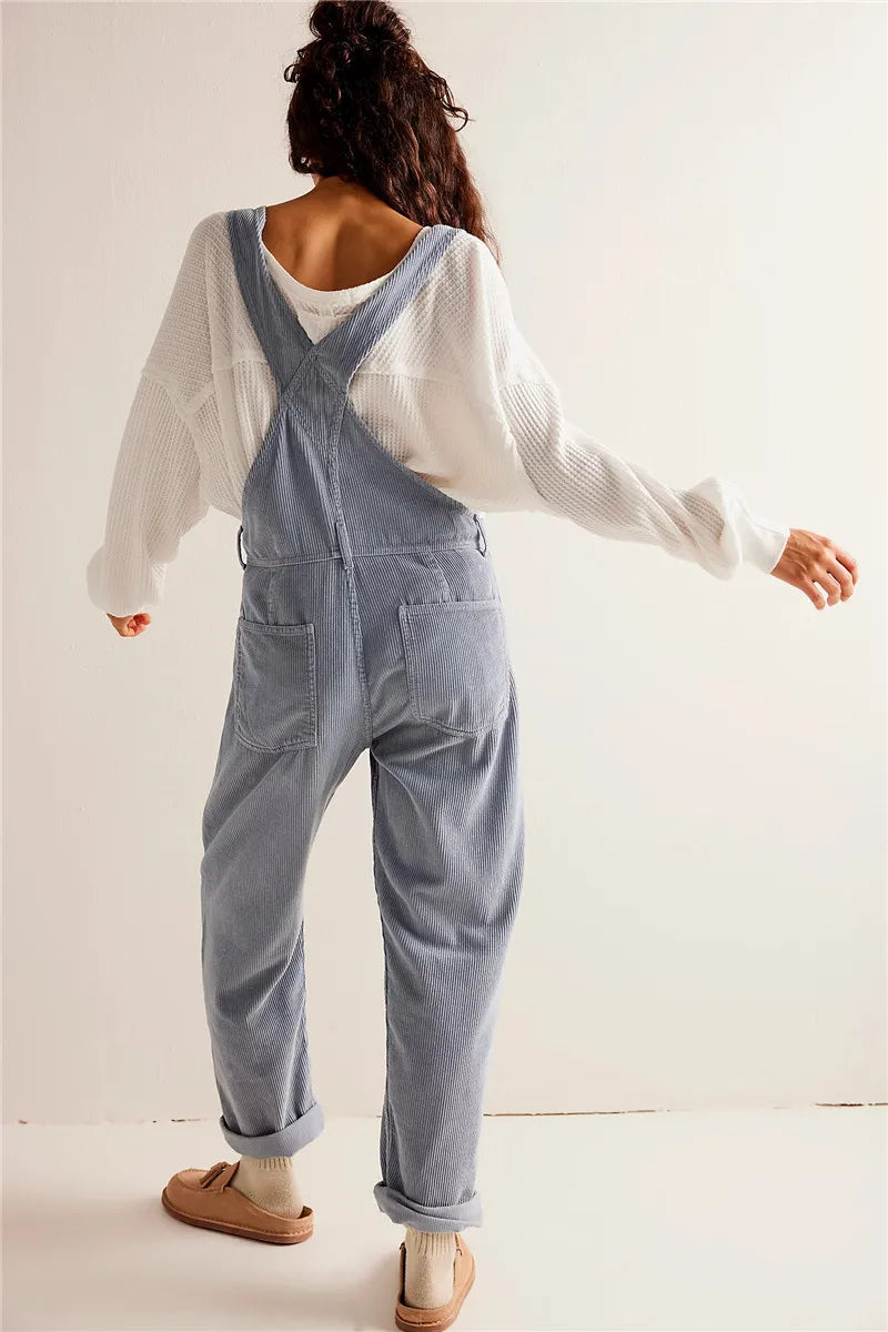 NOUVEAU RICHE Vintage Cord Jumpsuit Damen Weicher Komfort Vielseitig