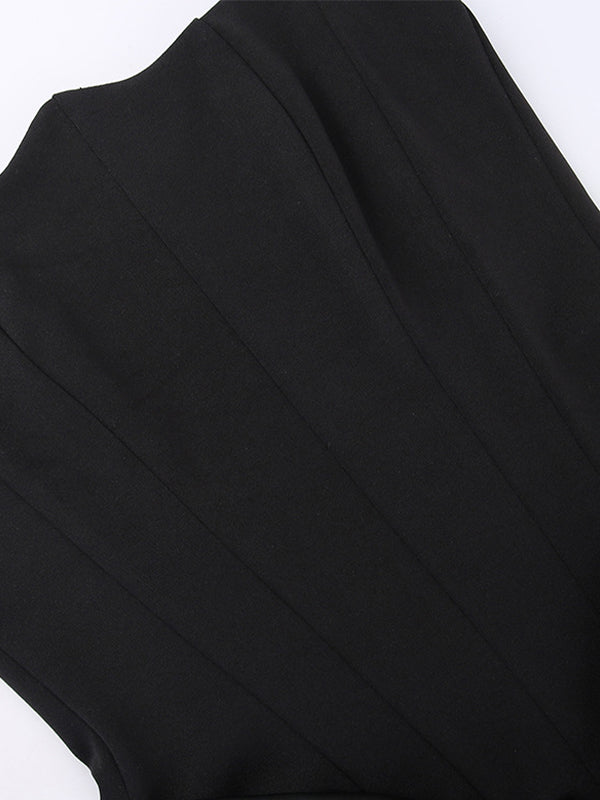 NOUVEAU RICHE Vintage Satin Bandeau Maxi Kleid Mit Korsettrüschen