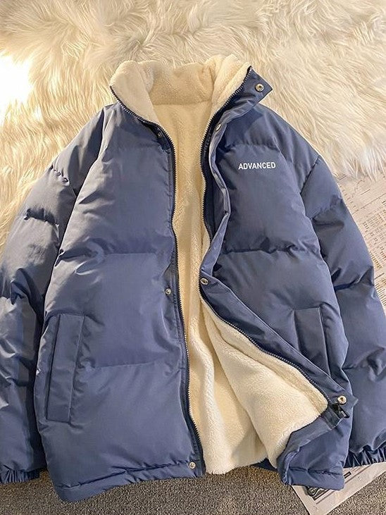 NOUVEAU RICHE Kurzer Wattierter Mantel Mit Reißverschluss Hohem Kragen Blau