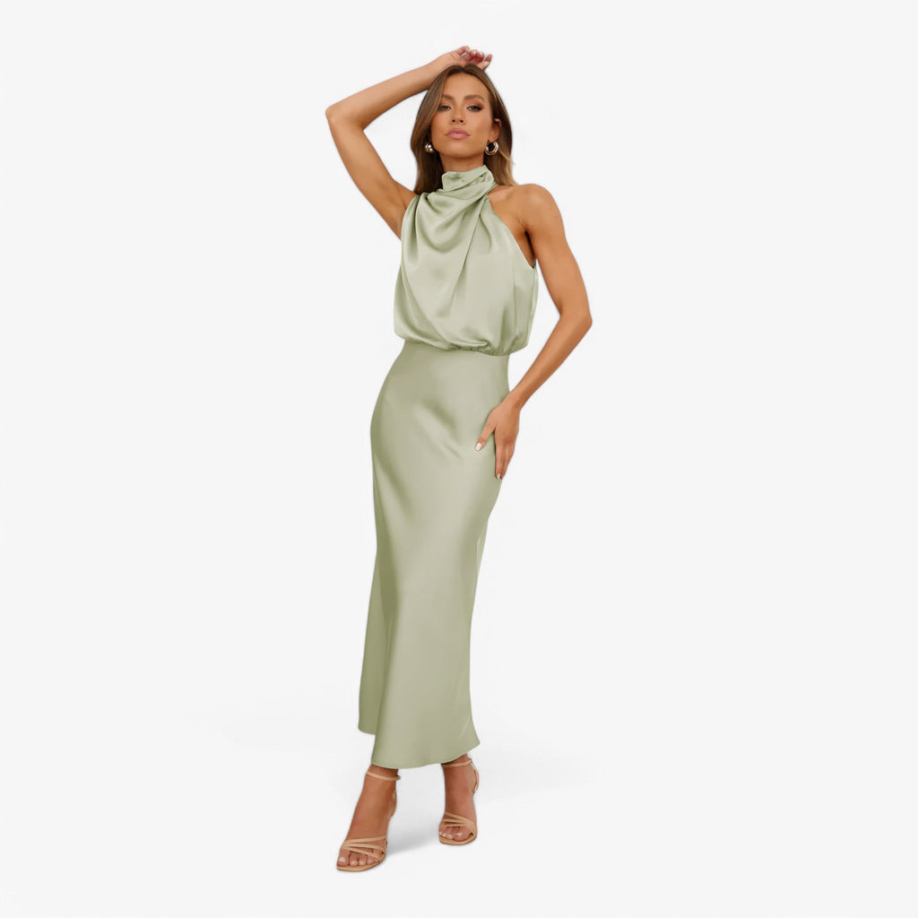 NOUVEAU RICHE Estela | Damen-Trägerlos-Festkleid – Anmutige Eleganz & Komfort für Events Hellgrün