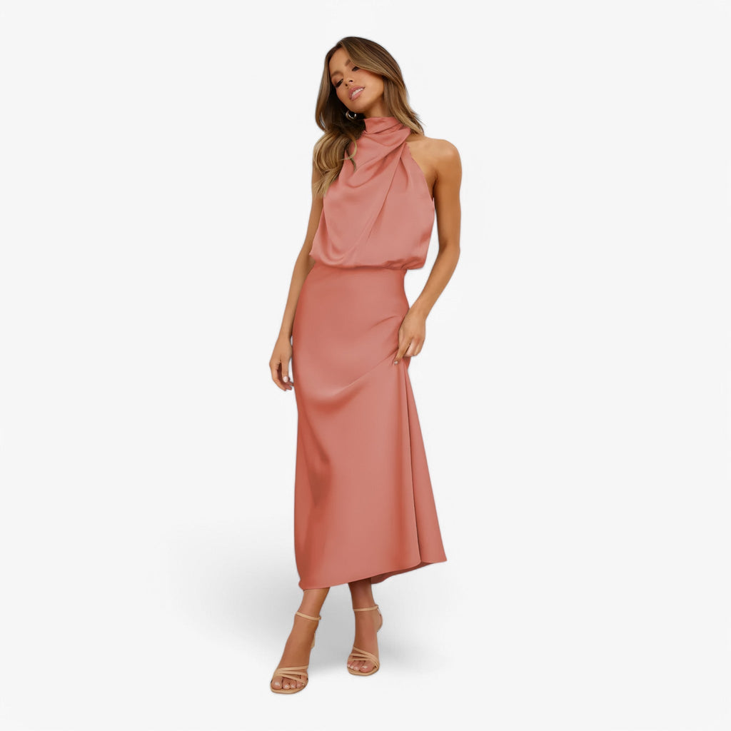NOUVEAU RICHE Estela | Damen-Trägerlos-Festkleid – Anmutige Eleganz & Komfort für Events Rosa