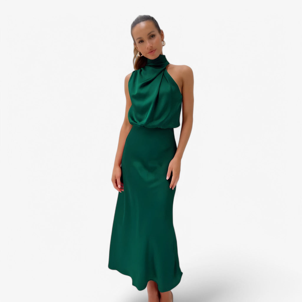 NOUVEAU RICHE Estela | Damen-Trägerlos-Festkleid – Anmutige Eleganz & Komfort für Events Grün