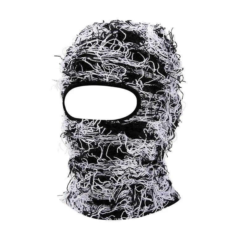 Vollgesichtsmaske, Skimaske, Sturmhaube, Strickmütze im Used-Look, Tarnmuster, Herrenmütze, Damenmütze, Wintermütze, warm, winddicht, Fahrradmütze 4