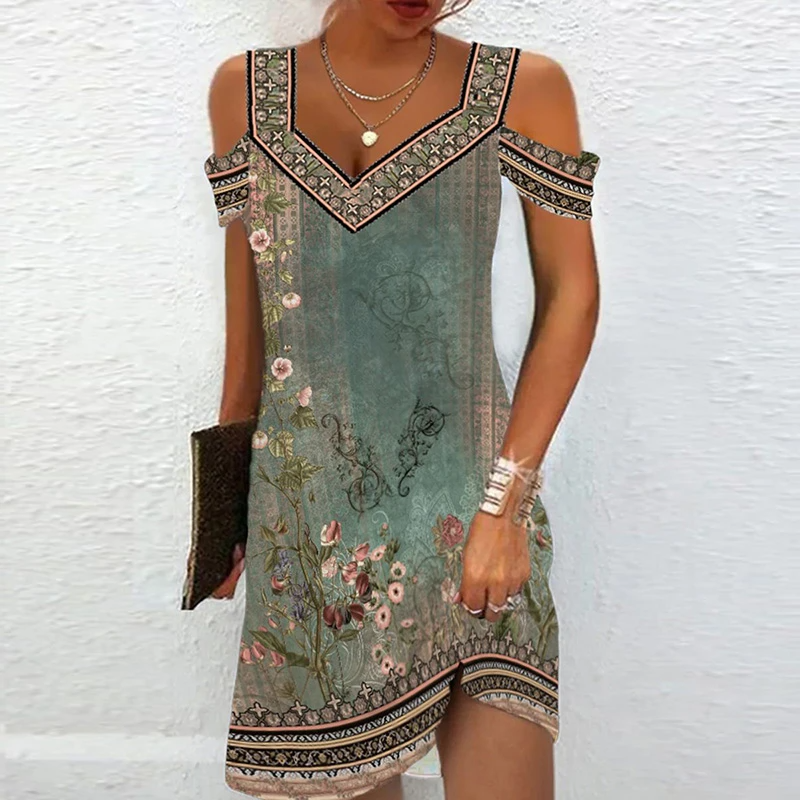 NOUVEAU RICHE Kleid Swing Tunika Weich Leicht Atmungsaktiv Vielseitig Grün