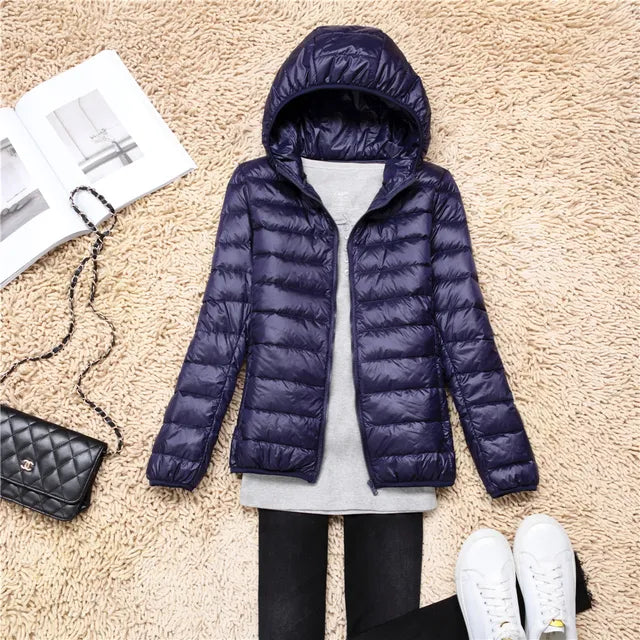 NOUVEAU RICHE Daunenmantel Kapuze Ultraleicht Packbar Federleichte Wärme - Winterjacke - Wintermäntel Damen