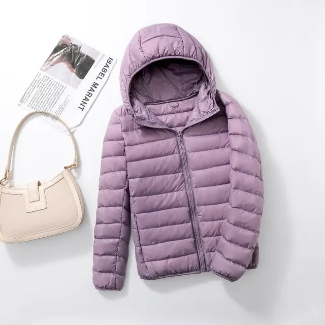 NOUVEAU RICHE Daunenmantel Kapuze Ultraleicht Packbar Federleichte Wärme - Winterjacke - Wintermäntel Damen Hellviolett