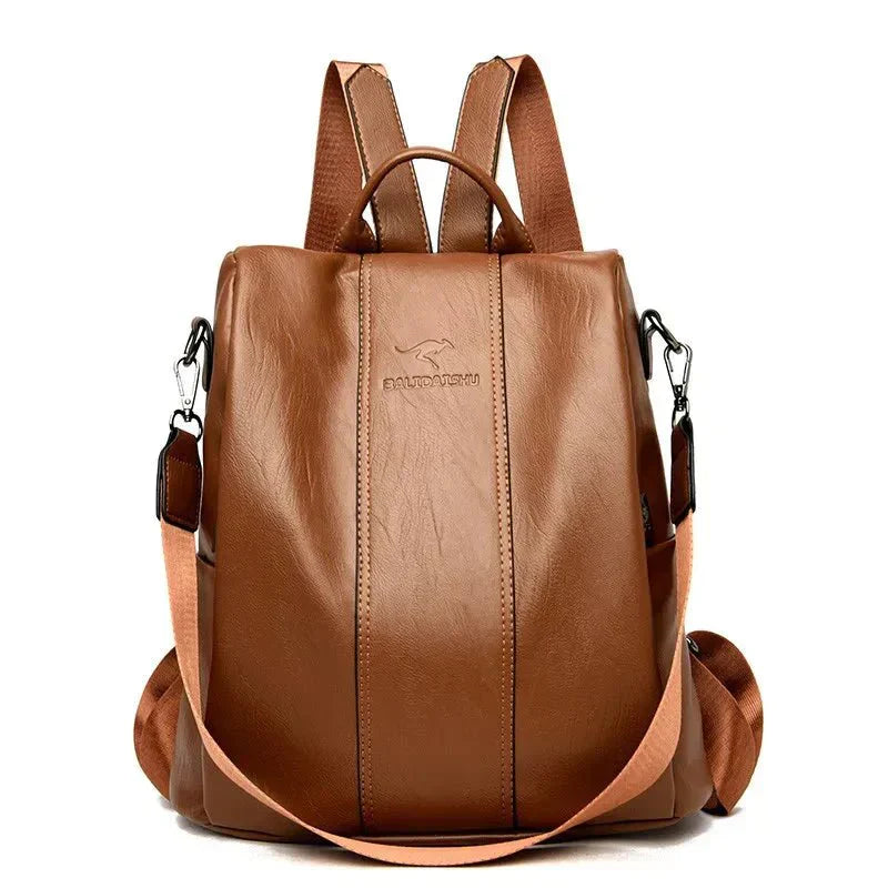 NOUVEAU RICHE Damen Moderner Rucksack Mit Zwei-Wege-Griff Diebstahlschutz - Backpack Khaki
